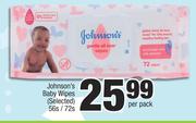 Johnson's Baby Wipes (Selected)-56's/72's Per Pack