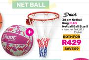 Shoot 38cm Netball Ring Plus Netball Ball Size 5-Both For