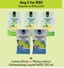 M Lemon Brust Or Minty Lemon Dishwashing Liquid Refill-For 5  x 750ml 