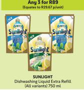 Sunlight Dishwashing Liquid Extra  Refill (All Variants)-For Any 3 x 750ml