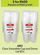 Aro Clear Smoothie Cup And Dome Lid-For 2 x 50's Pack