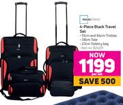 Mainstays 4 Piece Black Travel Set-Per Set