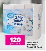 Great Value 2 Ply Toilet Tissue 18 Pack-Per Pack 