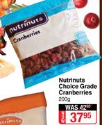 Nutrinuts Choice Grade Cranberries-200g