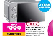 Defy 20L Solo Microwave Oven DMO381
