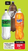 Fanta, Sprite Or Stoney Zero Sugar Soft Drinks Bottles-2Ltr Each