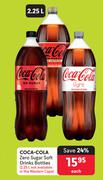 Coca-Cola Zero Sugar Soft Drinks Bottles-2.25Ltr Each