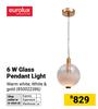 Eurolux 6W Glass Pendant Light