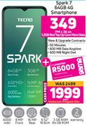 Tecno Spark 7 64GB 4G Smartphone-On 1.2GB Red Top Up Core More Data