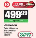 Jameson Select Reserve Blended Irish Whisky-750ml