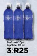Food Lover's Sports Cap Water-For 3 x 750ml
