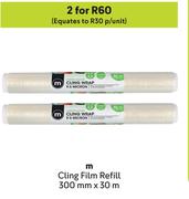 M Cling Film Refill 300mm X 30m-For 2