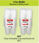 Aro Clear Smoothie Cup And Dome Lid-For 2 x 50's Pack