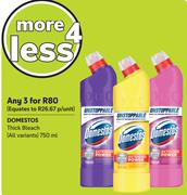 Domestos Thick Bleach (All Variants)-For Any 3 x 750ml