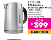 Logik 1.7Ltr Cordless Stainless Steel Kettle