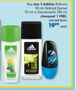 Adidas Roll-Ons-50, Natural Sprays-75ml Or Deodorants-150ml Each