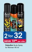 Impulse Body Spray For Women-2 x 90ml