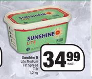 Sunshine D Lite Medium Fat Spread Tub-1.2Kg Each