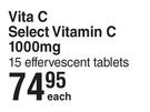 Vita C Select Vitamin C 1000mg 15 Effervescent Tablets-Each