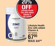 Lifestyle Health Zinc with added Vitamin A