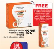 Lifestyle Health Vitamin C Fizzy 1000mg 3 x 10 Effervescent Tablets