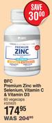 BFC Premium Zinc With Selenium, Vitamin C & Vitamin D3 60 Vegecaps
