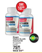 Biogen Vitamin D3 With Coconut Oil 60 Capsules-Each