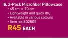 2-Pack Microfiber Pillowcase-45cm X 70cm Each