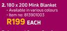 180 x 200 Mink Blanket-Each