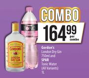 Gordon's London Dry Gin 750ml & Spar Tonic Water 1L Combo-Per Combo