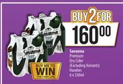 Savanna Premium Dry Cider (Excluding Variants) Handies-For 2 x 6 x 330ml