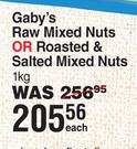 Gaby's Raw Mixed Nuts Or Roasted & Salted Mixed Nuts--1kg