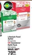 Lifestyle Food Xylitol 50 Sachets Or Sweetener Refill Pack 500 Tablets-Each
