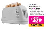 Logik 4-Slice Toaster (Black Or White)-Each