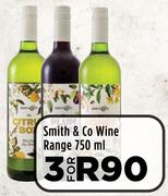 Smith & Co Wine Range-For 3 x 750ml 