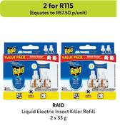 Raid Liquid Electric Insect Killer Refill-For 2 x 33g