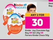 Kinder Joy Chocolate Egg Boy Or Girl 20g Or Ferrero Kinder Choco 50g-For 2