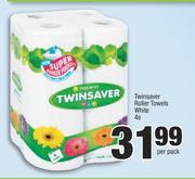 Twinsaver Roller Towels White-4s Per Pack