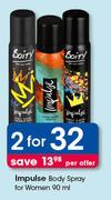 Impulse Body Spray For Women-2 x 90ml