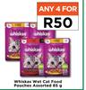Whiskas Wet Cat Food Pouches Assorted-For Any 4 x 85g