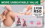 Johnson's Baby Wipes-For 2 x 72s