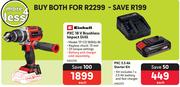 Einhell PXC 18V Brushless Impact Drill TP-CD 18/60Li BL + Einhell PXC 2.5Ah Starter Kit-Both For