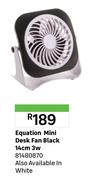 Equation Mini Desk Fan Black 14cm 3W 81480870