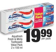 Aquafresh Fresh & Minty Toothpaste Value Pack-2 x 100ml Per Pack