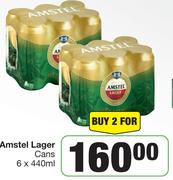Amstel Lager Cans 6 x 440ml-For 2