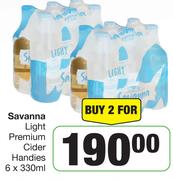 Savanna Light Premium Cider Handies 6 x 330ml-For 2