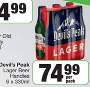 Devil's Peak Lager Beer Handies-6 x 330ml Per Pack