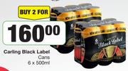 Carling Black Label Cans 6 x 500ml-For 2