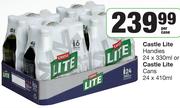 Castle Lite Handies 24x330ml Or Castle Lite Cans 24x410ml-Per Case