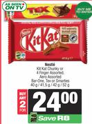 Nestle Kitkat Chunky Or 4 Finger,Aero,Barone,Tex Or Smarties-For 2 x 40g/41.5g/42g/52g